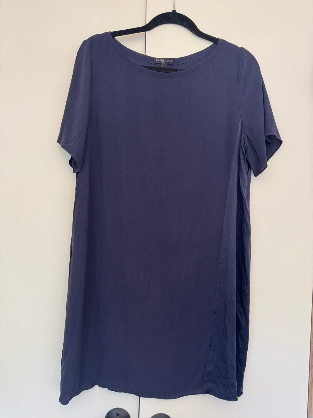Eileen Fisher Navy Short-Sleeve Shift Dress